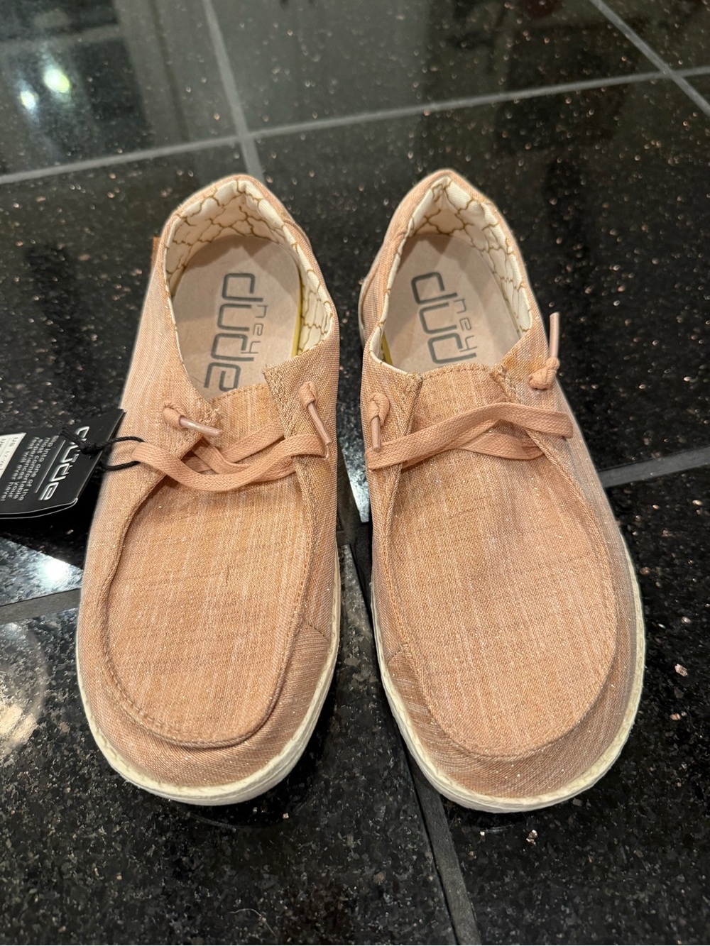 NWT Hey Dude Wendy Sparkling Rose Gold Metallic Slip On Shoes Women’s Size 7